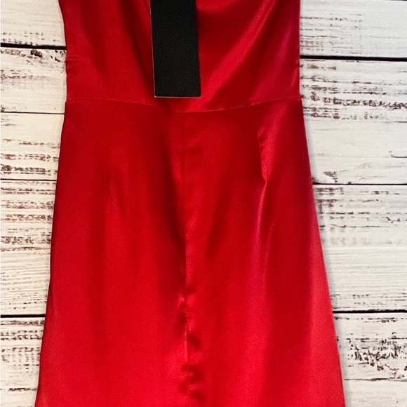 Lulus Party Ready Red Satin Ruched One Shoulder Bodycon Dress - Picture 5 of 5